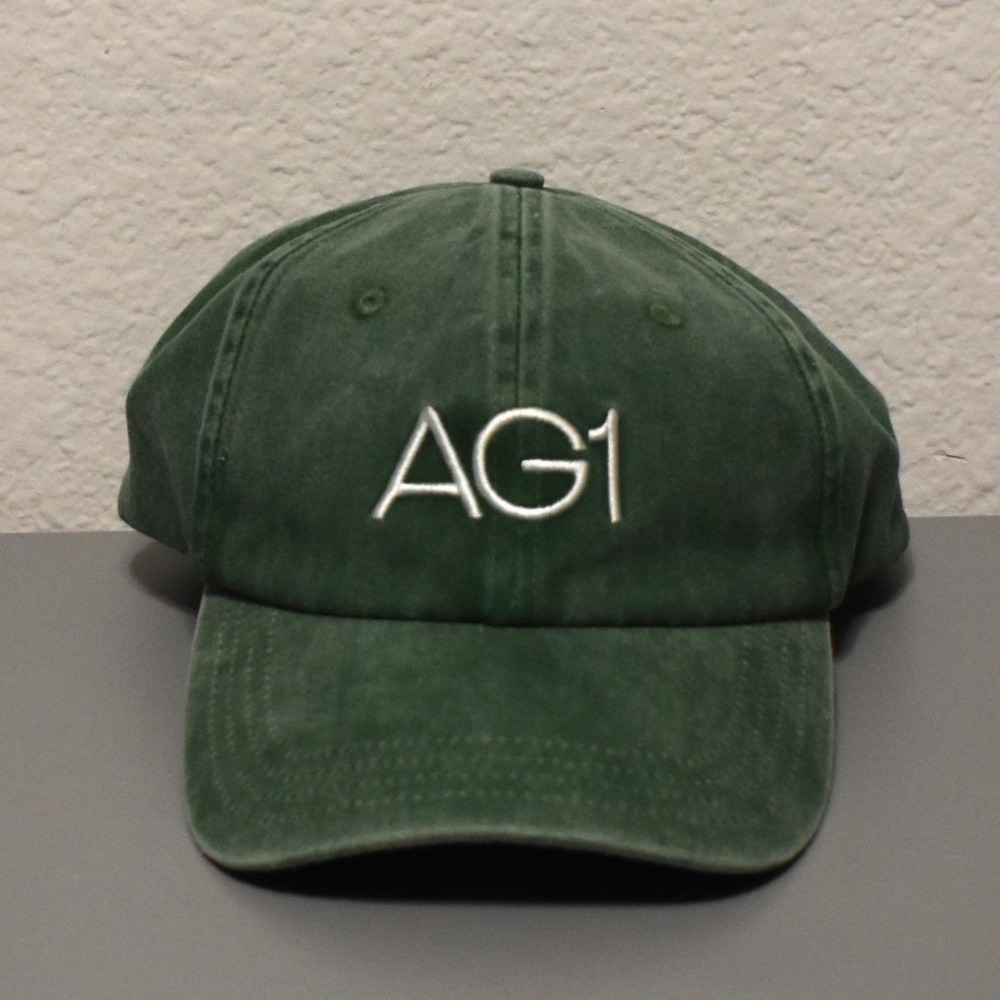 AG1 Athletic Greens Never Waste a Day Green Washed Dad Hat Adjustable Cap